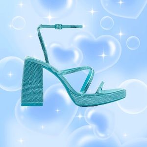 Rhinestone Sandal Pink Platform High Heels Crystal Summer Shoes Party Block Heel